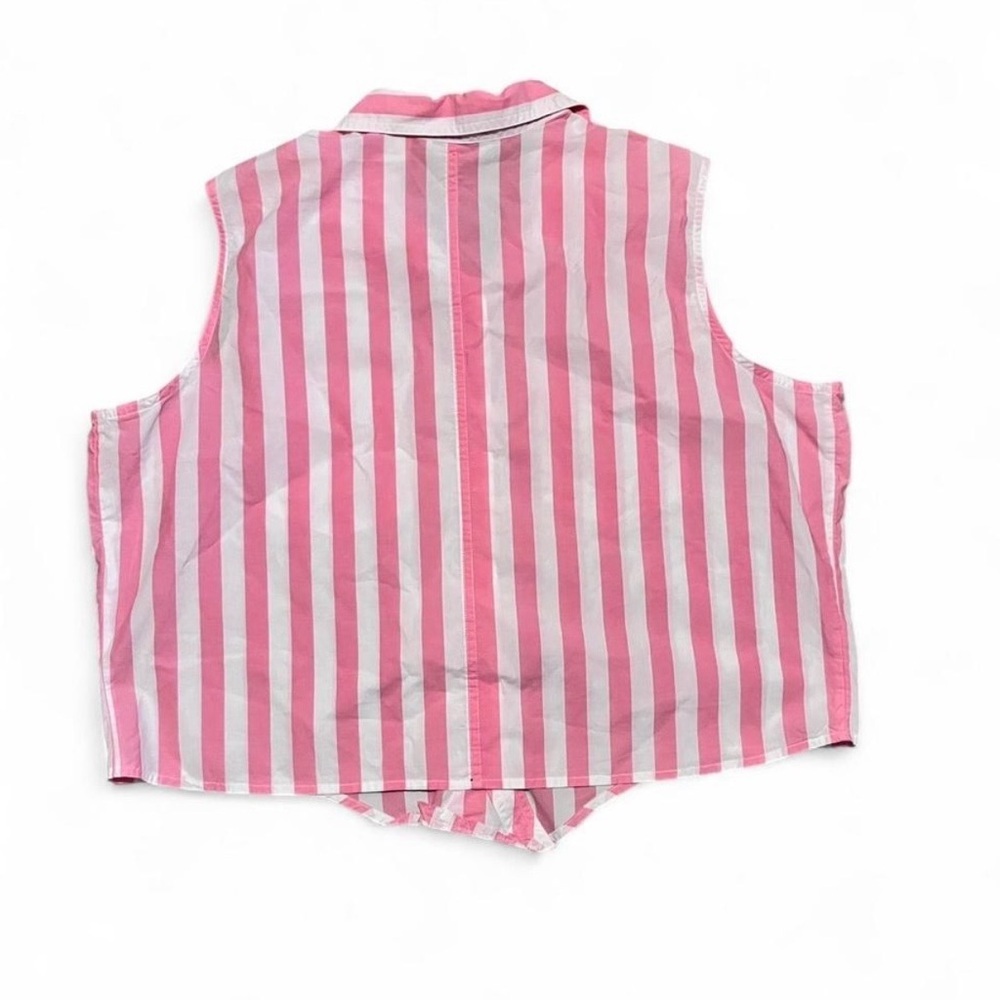 Levi's Pink and White Striped Womens Button Down Shirt Coastal Cropped Size XL - Picture 2 of 5